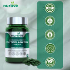 NURTIVE Nannochloropsis Phytoplankton Tabletas – 250mg por Tableta – Vegano, Sin Gluten, No Transgénico, Sin Rellenos – 120 Tabletas