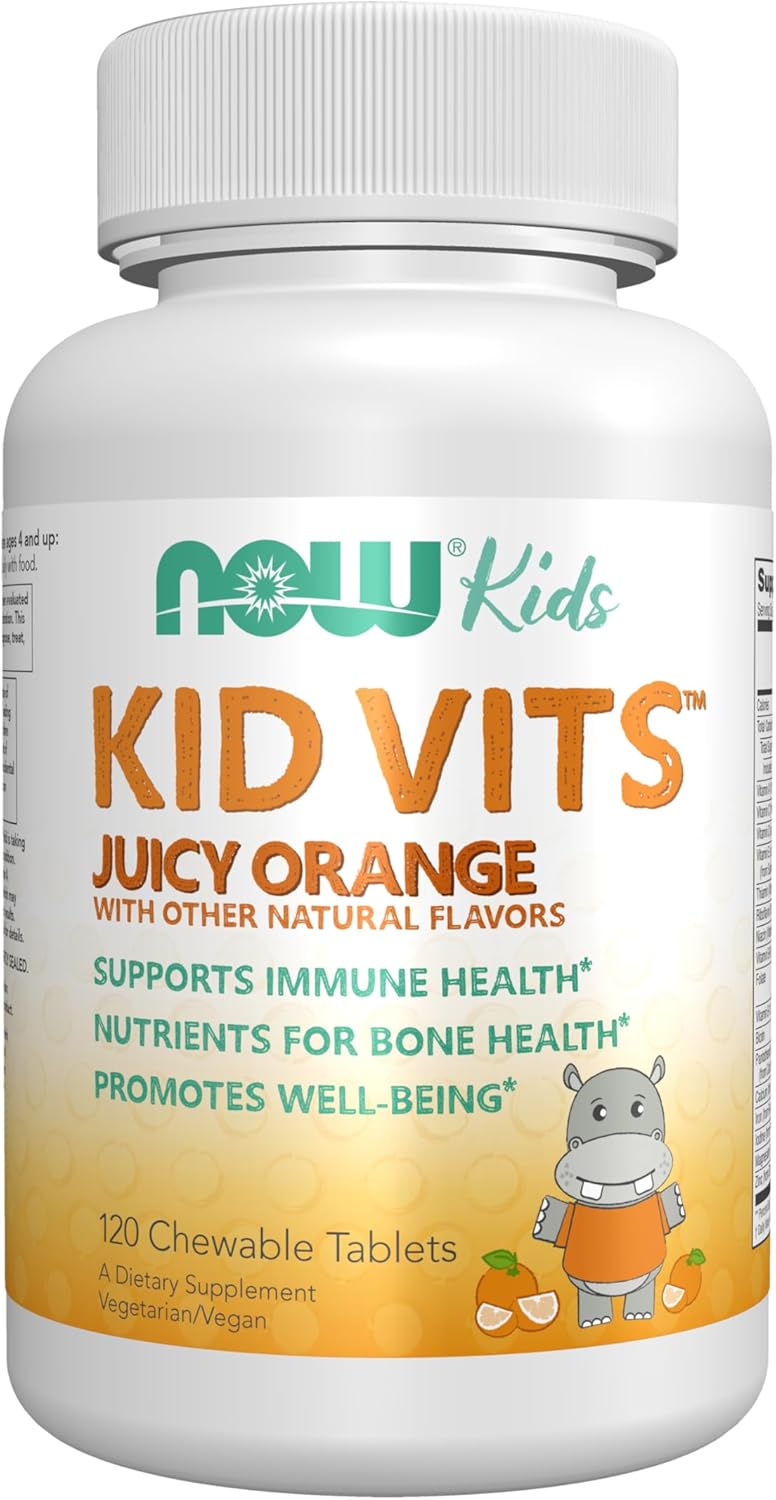 NOW Foods Kid Vits Multivitamínico Infantil, Naranja, 120 Comprimidos Masticables
