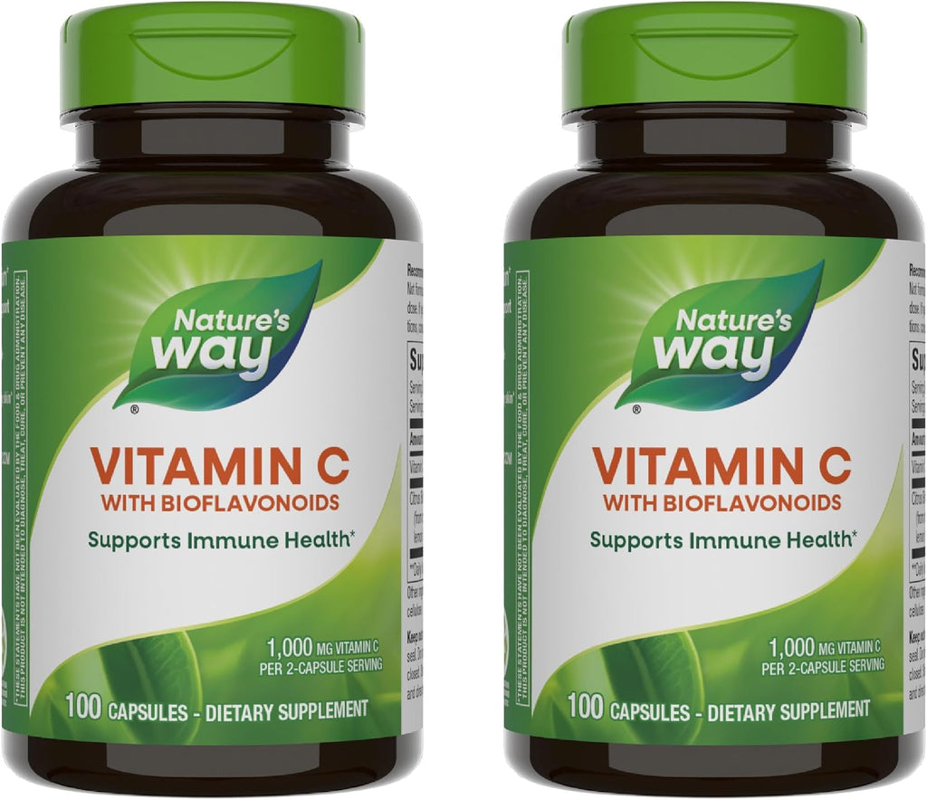 Nature's Way Vitamina C 500 mg con Bioflavonoides - 100 Cápsulas (Paquete de 2)