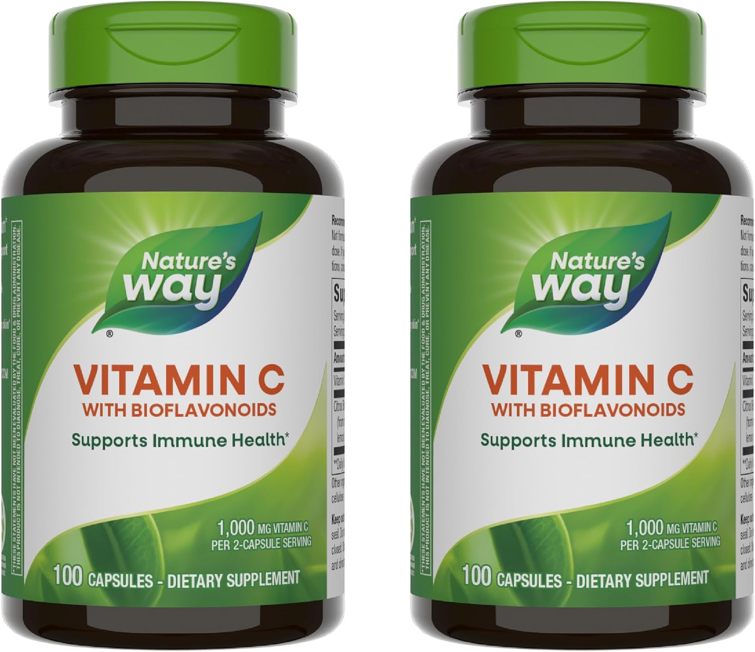 Nature's Way Vitamina C 500 mg con Bioflavonoides - 100 Cápsulas (Paquete de 2)