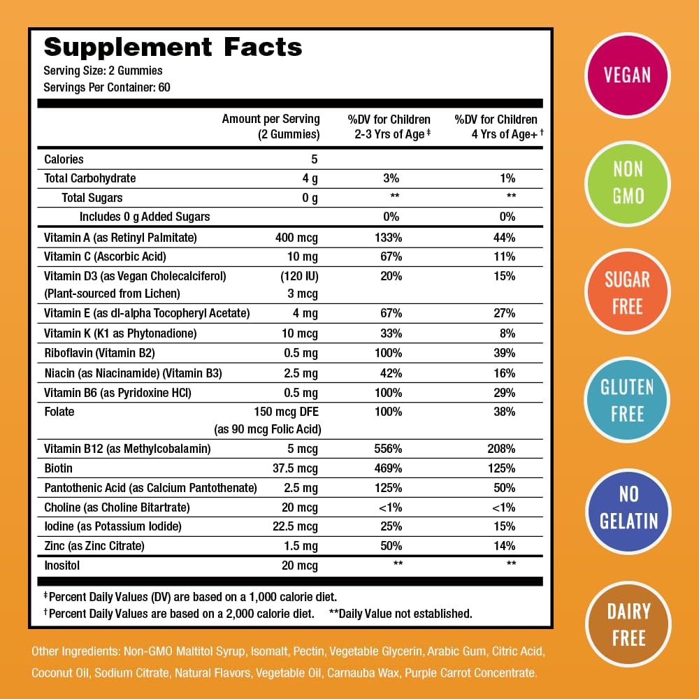 NutraChamps Gominolas Multivitamínicas para Niños | Sin Azúcar | 120 Gominolas | Vegano y Sin OGM | Sabores Fresa, Maracuyá, Melocotón y Cereza