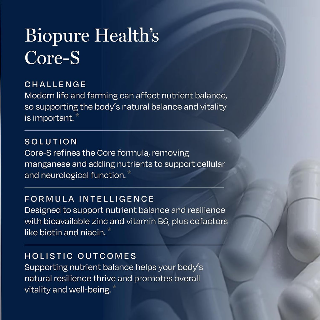 BioPure Core-S Suplemento Mineral – Vitaminas, Minerales, Aminoácidos y Hierbas – 120 Cápsulas