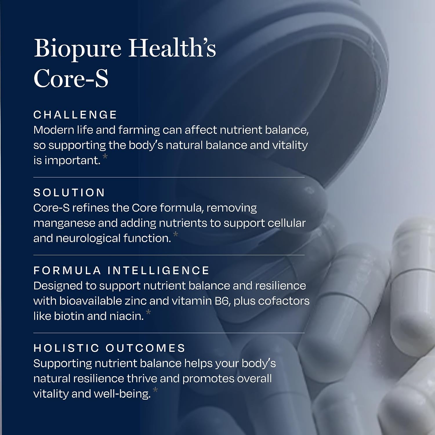 BioPure Core-S Suplemento Mineral – Vitaminas, Minerales, Aminoácidos y Hierbas – 120 Cápsulas