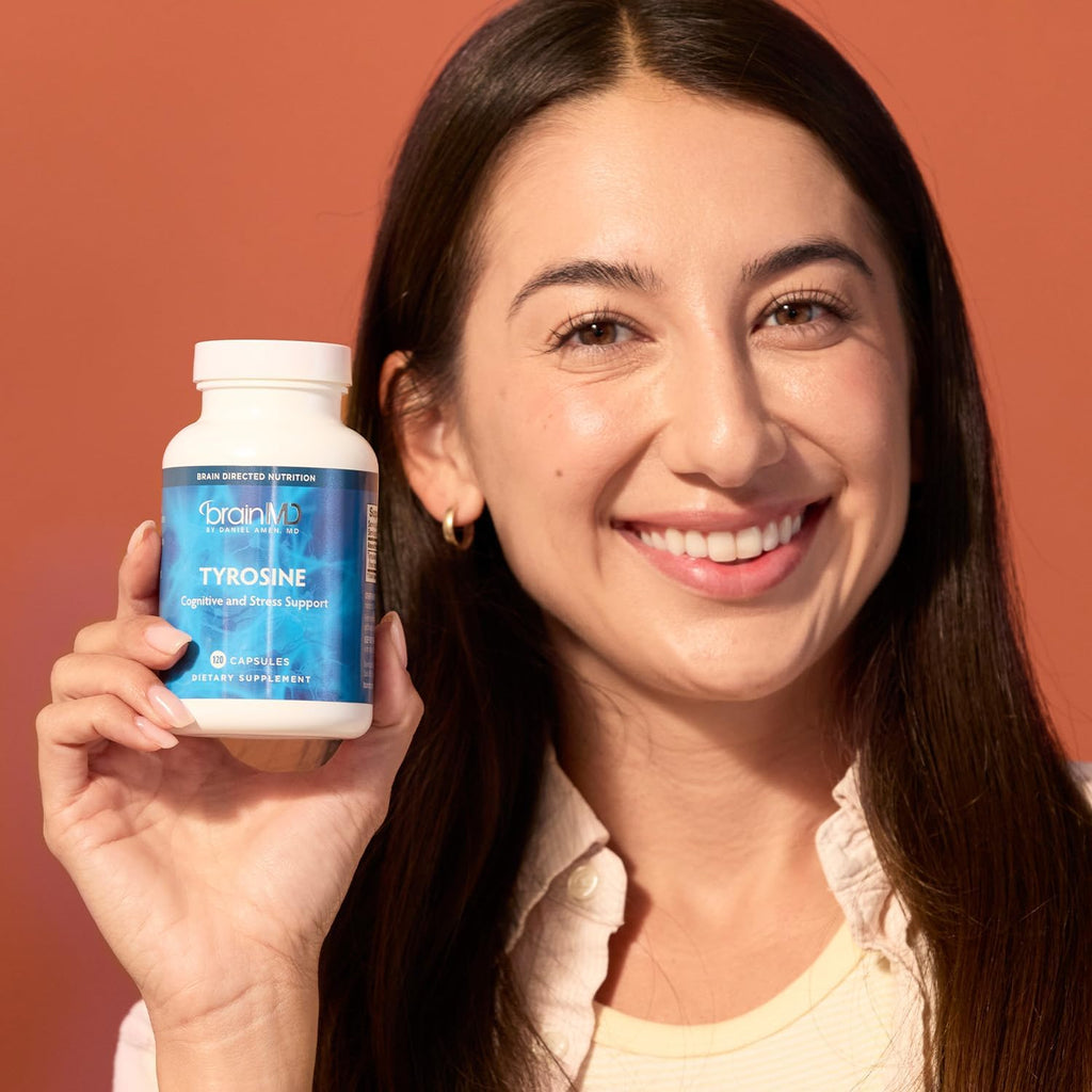 BRAINMD L-Tirosina Dr. Amen - 120 Cápsulas - Apoyo a la Concentración y Claridad Mental - Sin Gluten