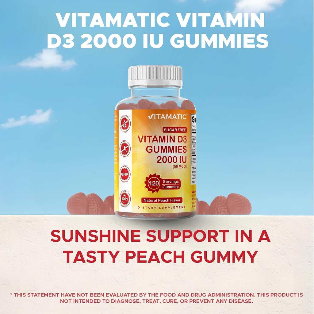 Vitamatic Vitamina D3 2000 IU Gominolas Sin Azúcar - 120 Unidades