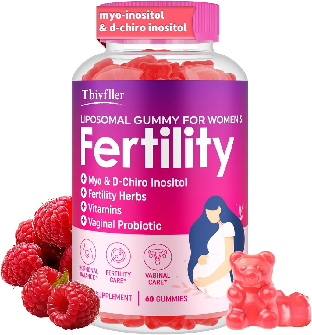 Vitaminas Prenatales con Mio-Inositol y D-Chiro Inositol para Mujeres - 60 Gomitas de Frambuesa