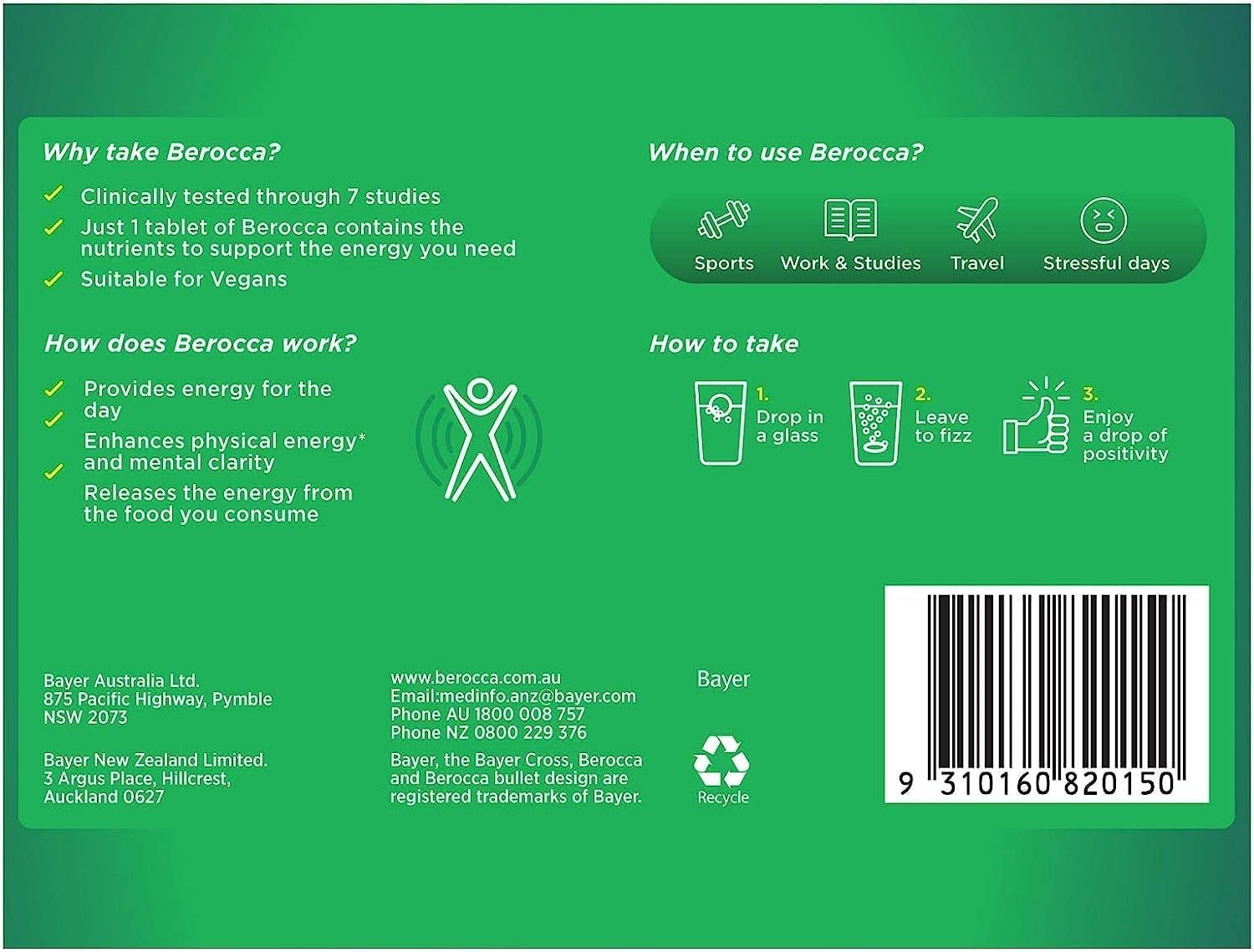 Berocca Performance Original 45 Comprimidos Efervescentes