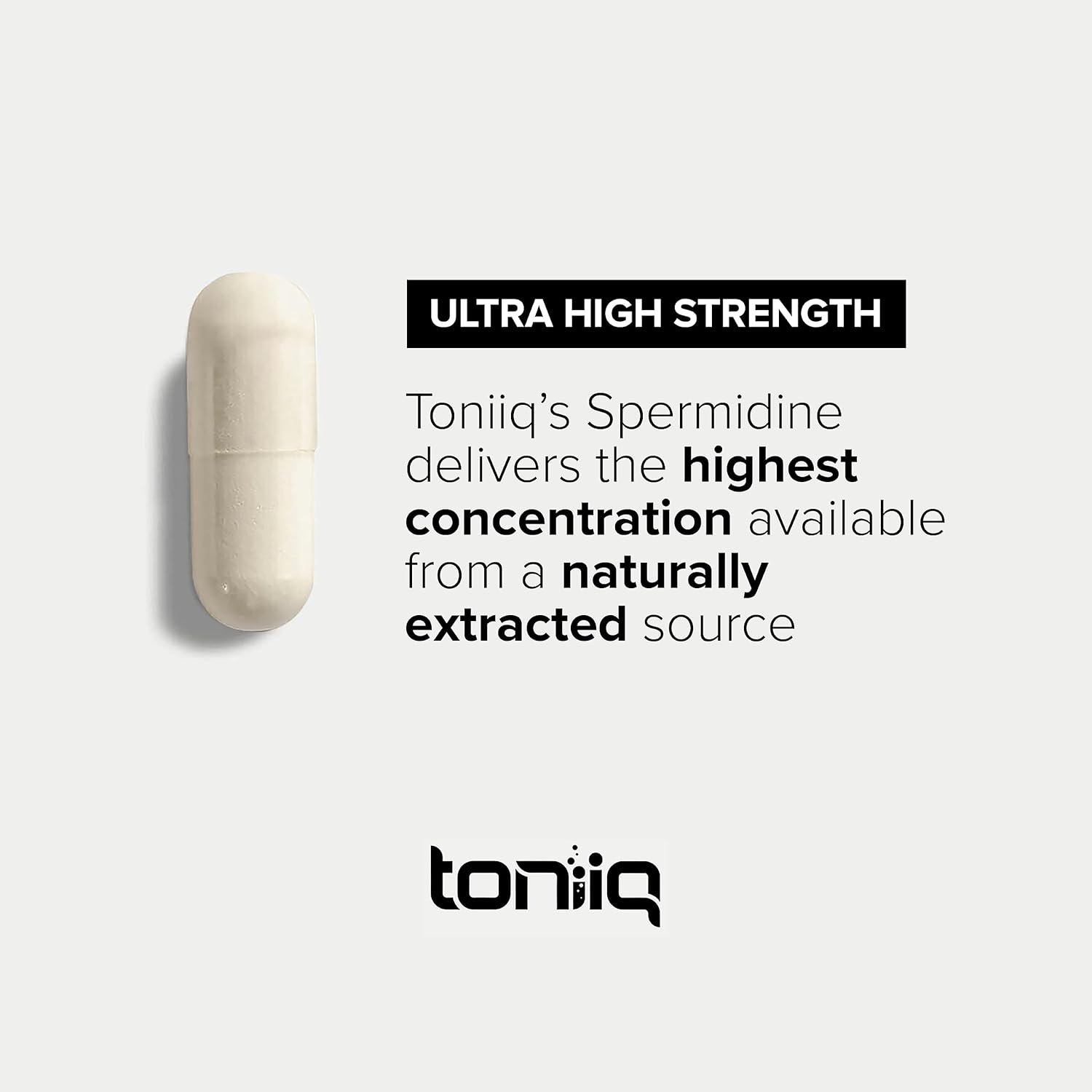 Toniiq Espermidina Ultra Concentrada 500mg - No Sintético - 5 mg por Cápsula - Extracto de Germen de Arroz