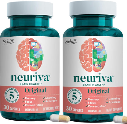NEURIVA Original Suplemento Cerebral para Memoria, Concentración y Aprendizaje - 30 Cápsulas (Pack de 2) – Image 1