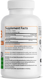 Bronson Vitamina K2 (MK-7) con D3 Dosis Baja 45 mcg K2 y 1000 UI D3 Comprimidos Mini para Mantenimiento Diario 2 en 1 No GMO, 180 Comprimidos