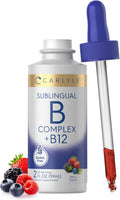 Carlyle Complejo B Sublingual - 60 ml - Gotas Líquidas con Vitamina B12 - Sabor a Bayas - Suplemento Vegetariano, No GMO, Sin Gluten
