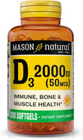 Mason Natural Vitamina D3 2.000 UI Ultra Potente, 300 Cápsulas Blandas
