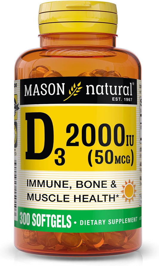 Mason Natural Vitamina D3 2.000 UI Ultra Strength, 300 Cápsulas Blandas