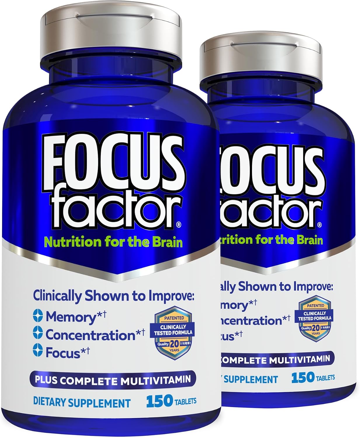 Focus Factor Nutrition for The Brain – Suplemento para Memoria y Concentración, 150 Comprimidos