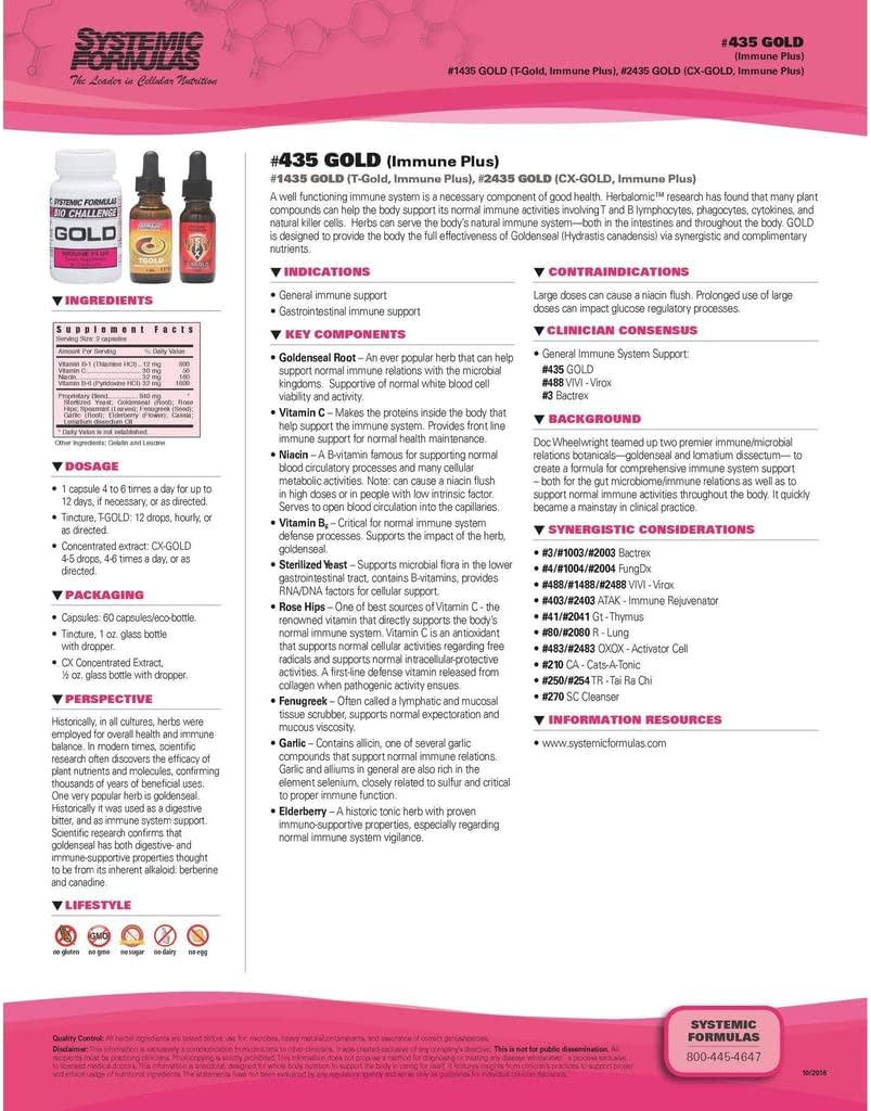 Systemic Formulas Gold Immune Plus - Apoyo Inmunológico General, 60 Cápsulas