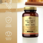 Vitamina C 500 mg con Escaramujo – Solgar – 100 Comprimidos