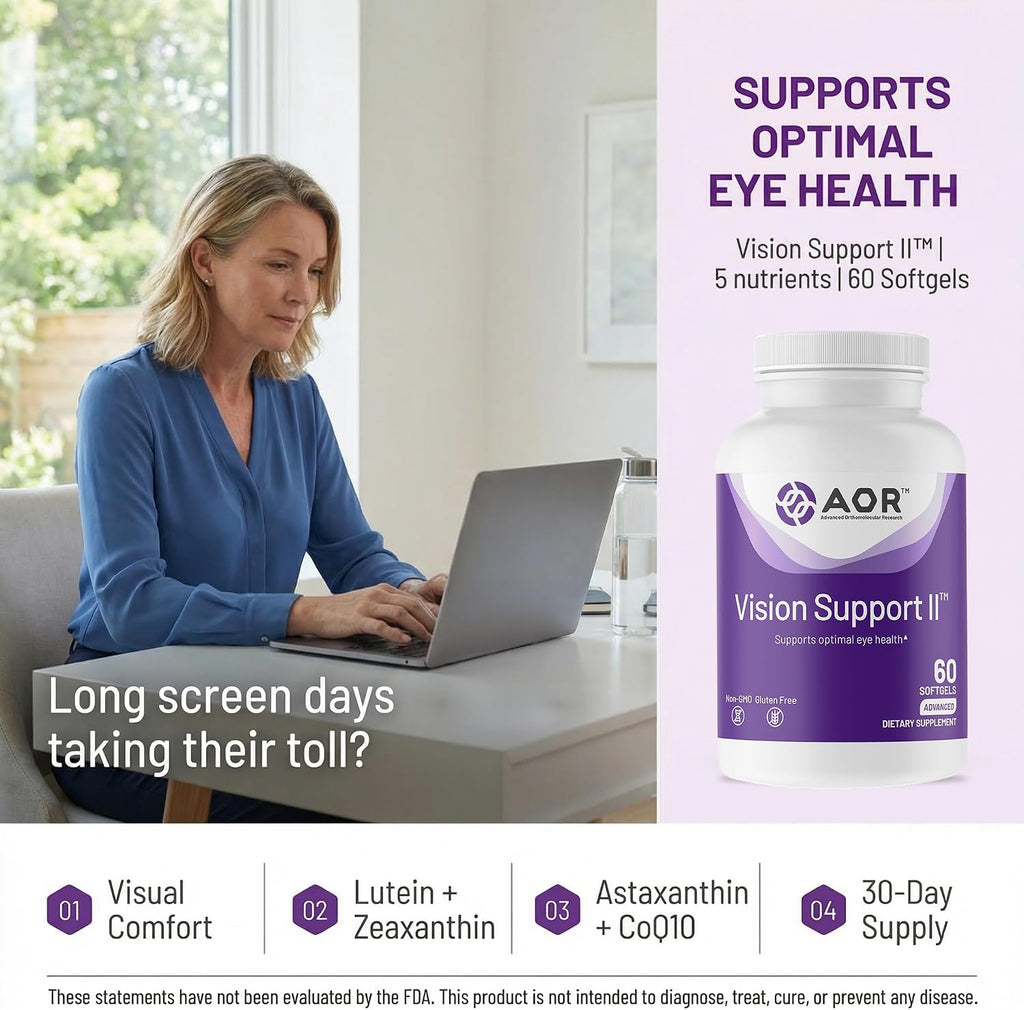 AOR Vision Support II 60 Cápsulas blandas, suministro para 30 días – con luteína, zeaxantina, astaxantina – sin OMG, sin gluten