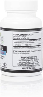 Health As It Ought To Be Vitamina D3 7500 UI (188 mcg) - 100 Cápsulas Blandas