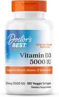 Doctor's Best Vitamina D3 5000 UI Softgels - 180 Cápsulas Vegetarianas