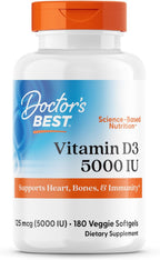 Doctor's Best Vitamina D3 5000 UI Softgels - 180 Cápsulas Vegetarianas