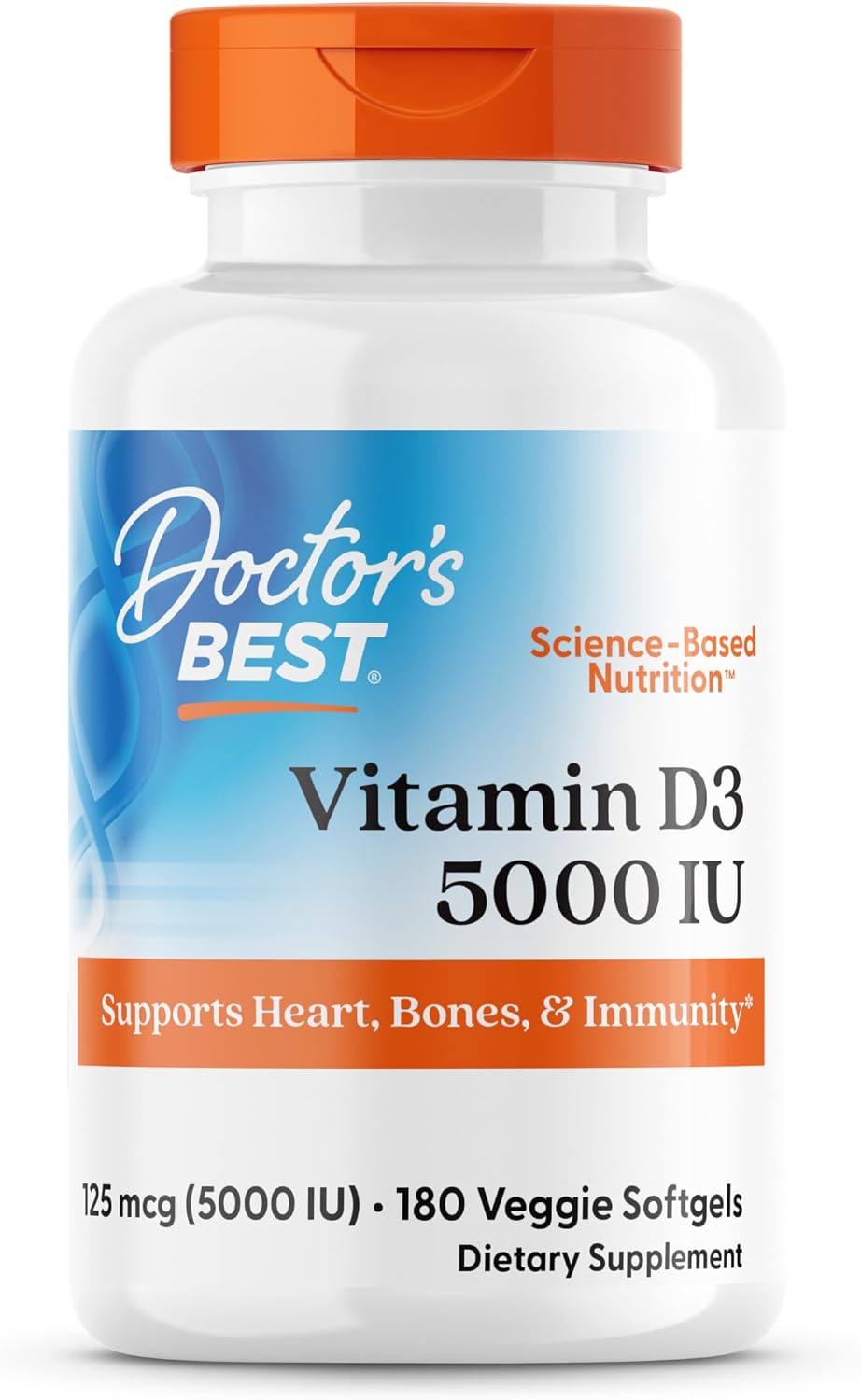 Doctor's Best Vitamina D3 5000 UI Softgels - 180 Cápsulas Vegetarianas