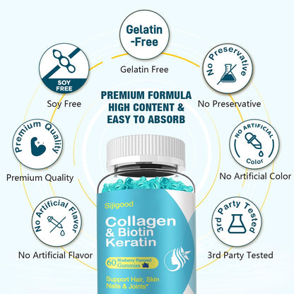 Gominolas de Biotina con Colágeno, Queratina y Ácido Hialurónico - 60 Gominolas Sabor Arándano – Image 7