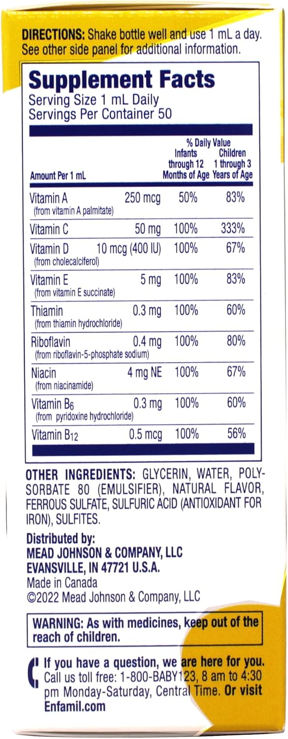 Enfamil Poly-Vi-Sol with Iron - Multivitamin Drops for Infants and Toddlers, 50 mL