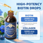 Liquid Biotin & Collagen Drops - 20000 µg de Biotina con Colágeno Líquido - 59 ml