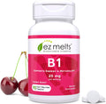 EZ Melts Vitamina B1 25 mg - Comprimidos Sublinguales - 90 Comprimidos (45 Dosis) - Sabor Cherry Burst - Sin Gluten, Sin Soja, Vegano