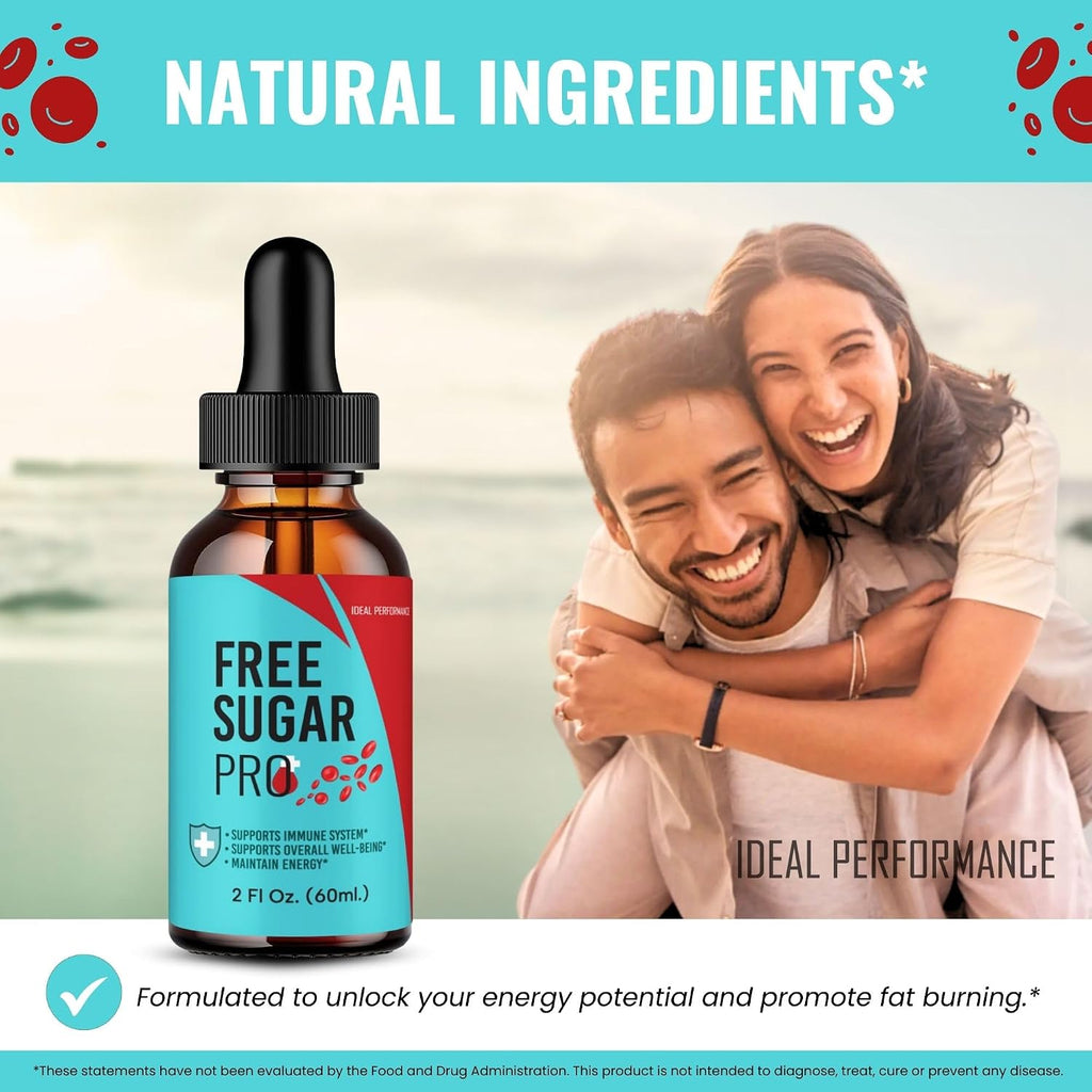 Free Sugar Pro Drops, FreeSugar Pro Blood Formula Support Supplement Liquid Drops - Maximum Strength, FreeSugarPro Health and Wellness All Natural Formula Drops (3 Pack)