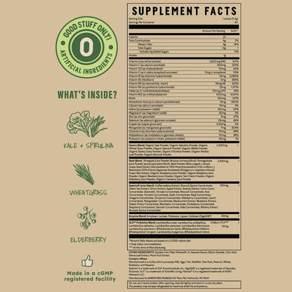 Earth Fed Muscle Greens and Reds Superfoods – Mezcla orgánica de greens (2.500 mg): col rizada, espirulina, trigo – Image 7