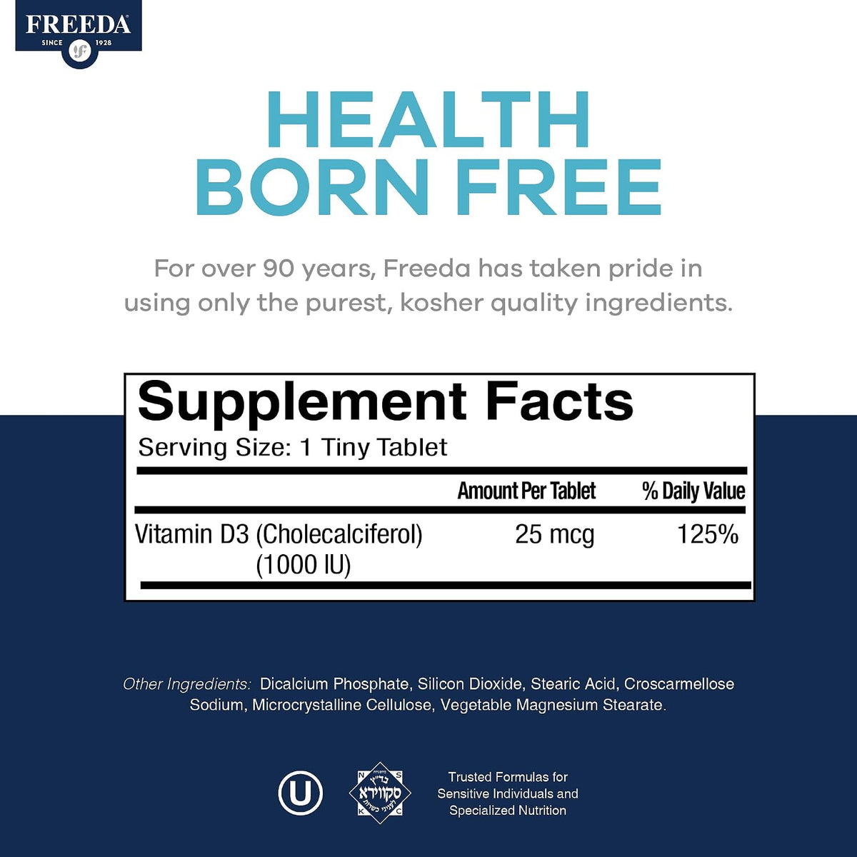FREEDA Pure Vitamin D3 1000 IU – Dosis de Mantenimiento Diaria – 500 Comprimidos Pequeños – Image 4