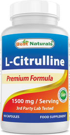 Best Naturals L-Citrulline Cápsulas - 1500mg/ración - No Transgénico - Sin Gluten - 90 Cápsulas