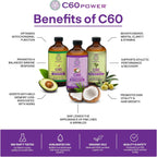 C60 Power con Aceite de Aguacate Orgánico - Fullerenos de Carbono 99,99% Puros - 236 ml