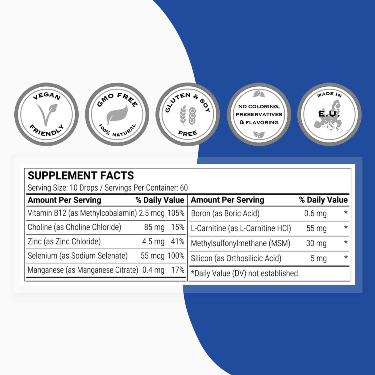 Supersmart - Ácido Ortosilícico (Fórmula Avanzada) - Suplemento de Silicio - Complejo con Minerales, Vitaminas y Boro | No OGM y Sin Gluten - 30 ml