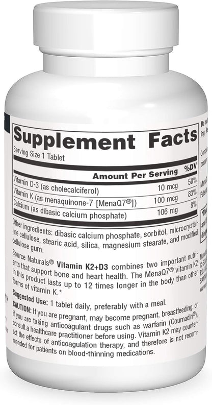 Source Naturals Vitamina K2 + D3 Complejo – El mantenimiento de los huesos en condiciones normales. – Image 3