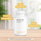 Supersmart Natural E 400 (D-Alfa Tocoferol) 1200 UI al día - Suplemento de Vitamina E de Alta Absorción | No OGM - 100 Cápsulas Blandas