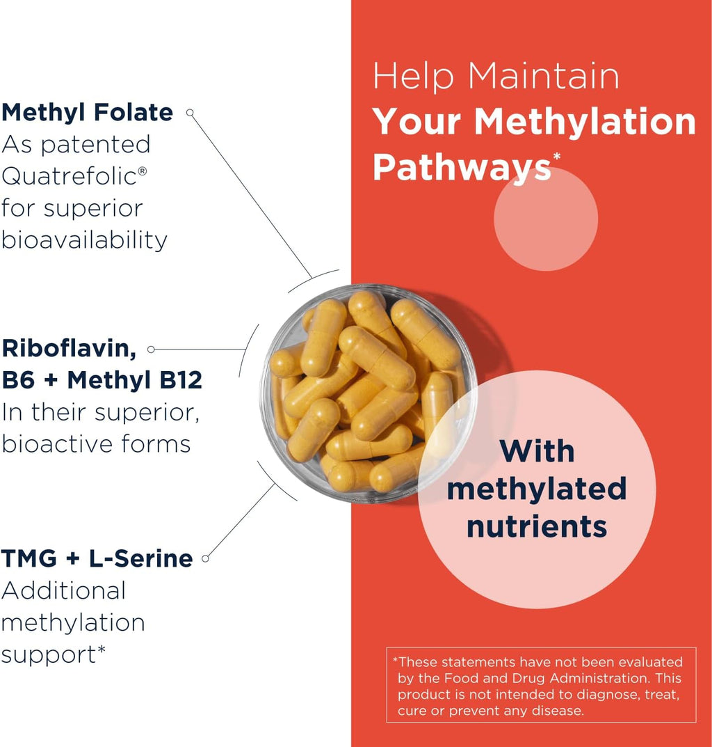 Designs for Health Homocysteine Supreme - Complejo de Vitaminas B Metiladas con Riboflavina, B6, B12, Folato, L-Serina y TMG - 60 Cápsulas