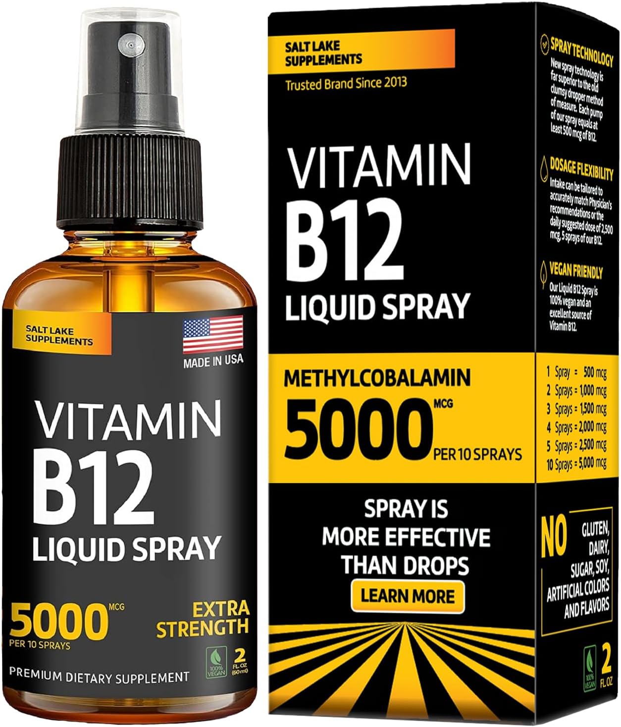 Vitamin B12 Sublingual Spray 5000 mcg – Metilcobalamina Vegana de Absorción Rápida