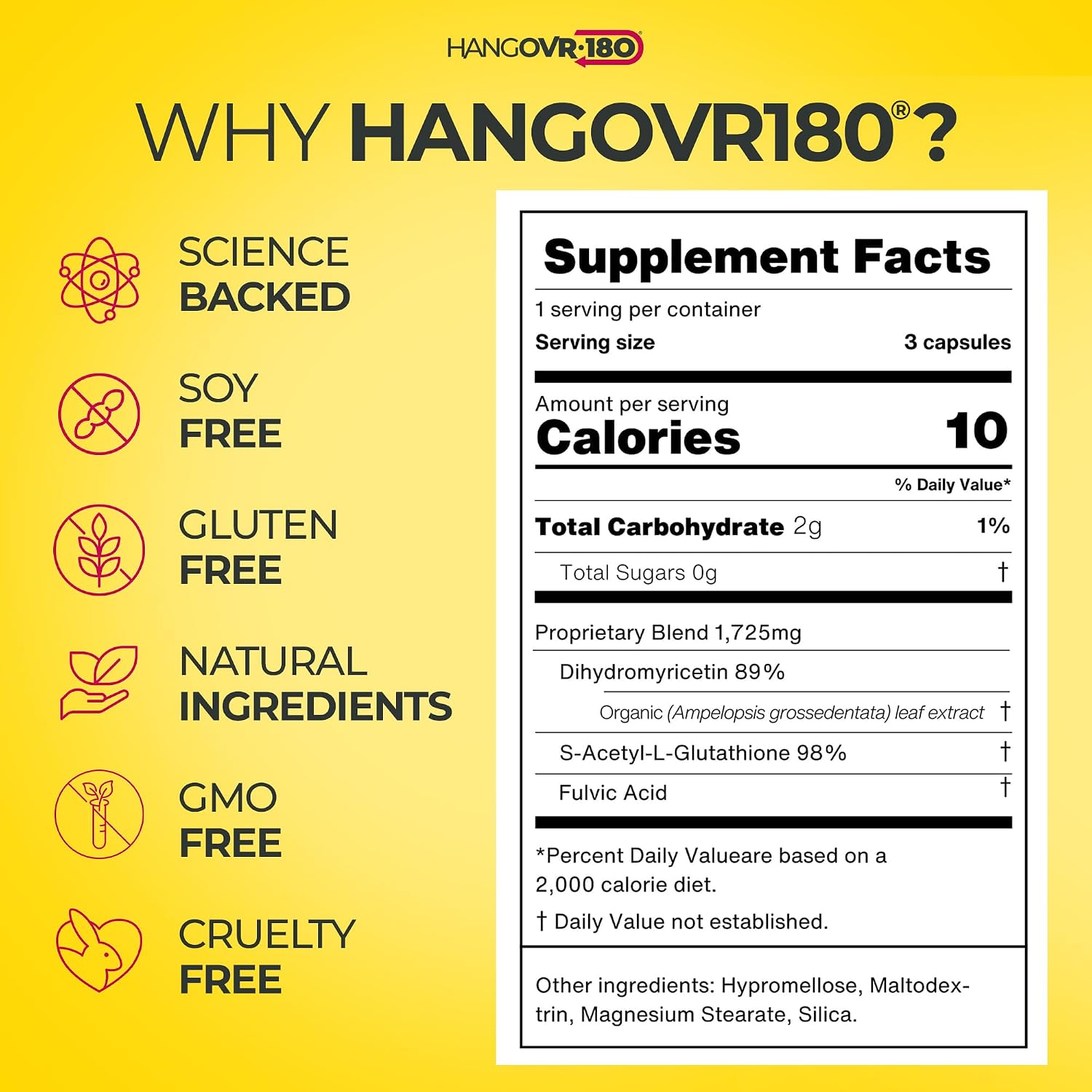 Hangovr180® Tri-Power Before Drinking Defense - Suplemento con DHM 1500mg (8 Sobres)