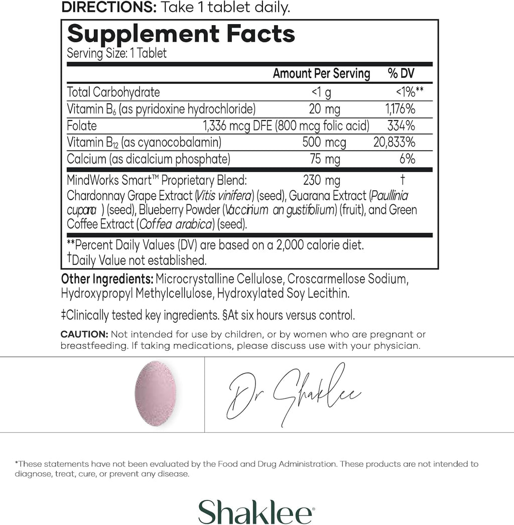 Shaklee MindWorks – Suplemento para la función cognitiva – 30 comprimidos