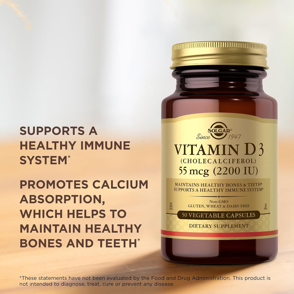 Solgar Vitamina D3 (Colecalciferol) 55 mcg – El funcionamiento normal del sistema inmunitario. – Image 5
