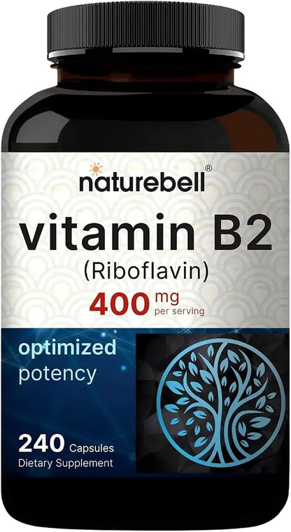NatureBell Vitamina B2 (Riboflavina) 400mg - – Alta concentración: 400 mg de riboflavina por cápsula. – Image 1