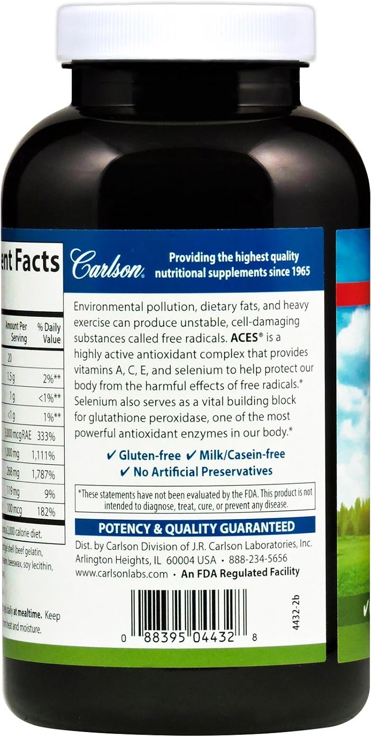 Carlson Aces Fórmula Antioxidante, 200 Perlas Blandas