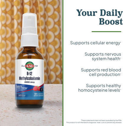 KAL Vitamin B12 Methylcobalamin ActivSpray – Formación de glóbulos rojos: Esencial para la producción de glóbulos – Image 3