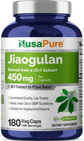 NusaPure Jiaogulan Cápsulas, 450 mg, 180 Cápsulas Veganas (No OGM, Vegano)