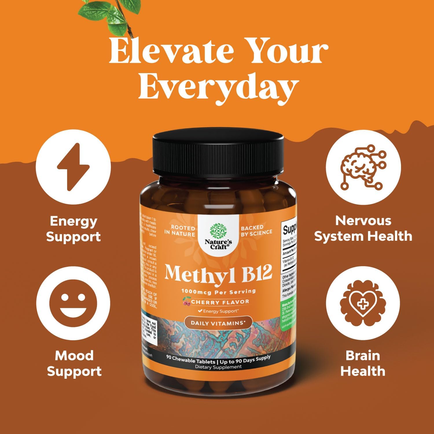 Vitamina B12 Masticable 1000mcg con Metilcobalamina - Sabor Cereza - 60 Comprimidos