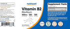 Nutricost Vitamina B2 (Riboflavina) 100mg, 120 Cápsulas - Sin Gluten y No Transgénico