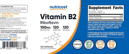 Nutricost Vitamina B2 (Riboflavina) 100mg, – Protección de las células frente al daño oxidativo: Actúa como – Image 6