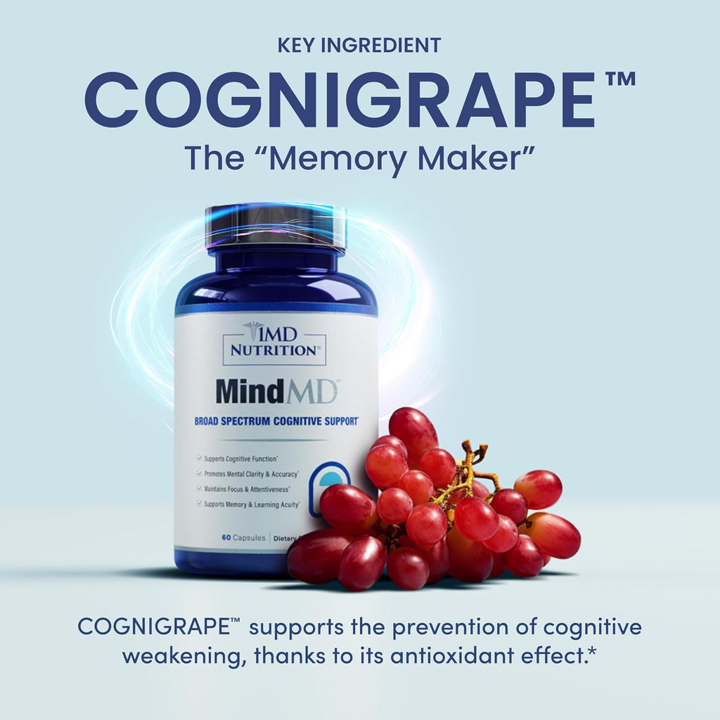 MindMD de 1MD Nutrition - Suplemento para la Memoria y Concentración (60 Cápsulas)